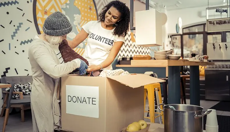 DONATION, VOLUNTEER, PAN, PLASTIC CUP, BOX