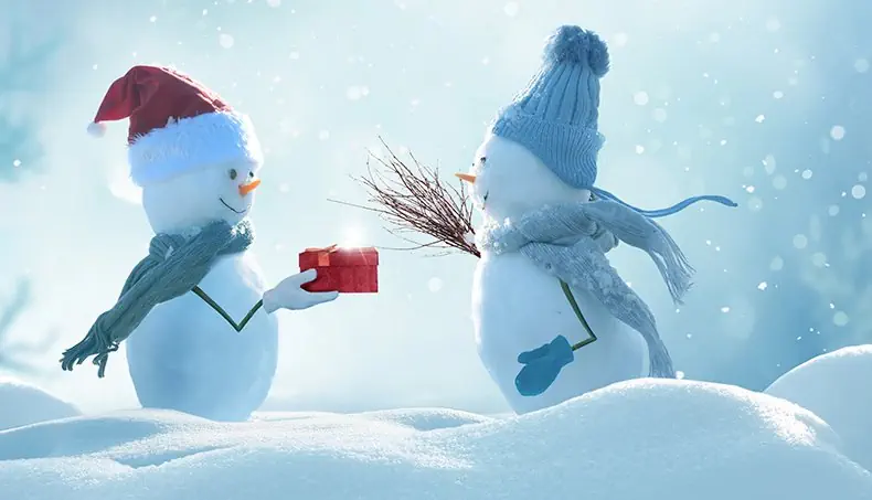 SNOWDRIFT, SNOWMAN, GIFT, SCARF, HAT