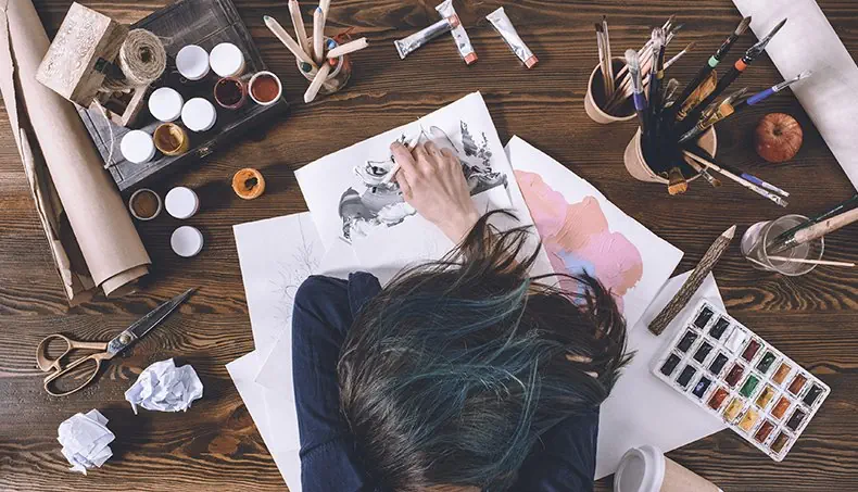 WHATMAN PAPER, APPLE, WATERCOLORS, HAIR, ARTIST