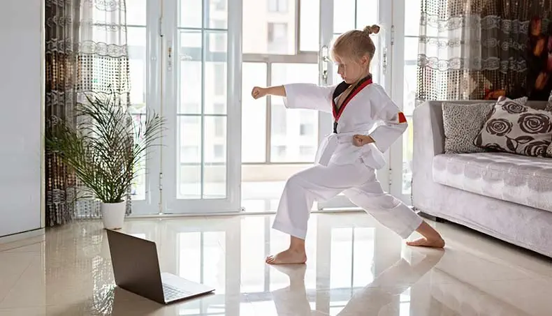 KARATE, KIMONO, BELT, LIVING ROOM, EXERCISE