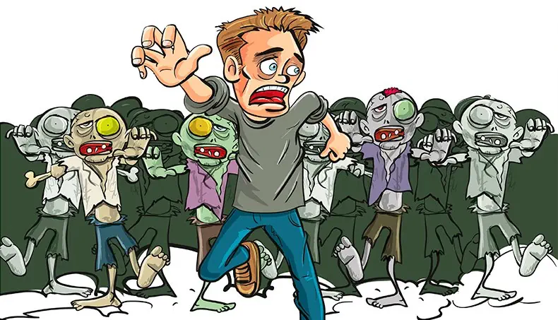 ZOMBIE, FOULE, APOCALYPSE, POURSUITE, OS