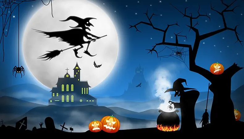 WITCH, MANSION, CASTLE, SPIDER, BROOM