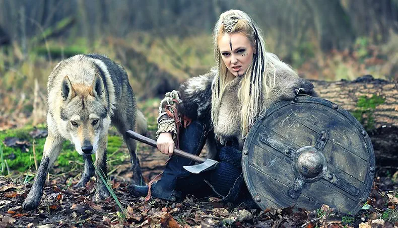 TRUNK, WAR PAINT, SHIELD, AXE, WOLF