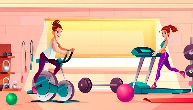 JUMP ROPE, KETTLEBELL, EXERCYCLE, TREADMILL, BARBELL