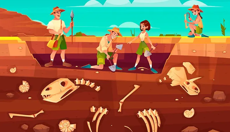 LANCE, TRICERATOPS, ARCHAEOLOGIST, SHOVEL, EXCAVATION