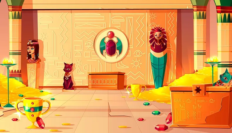 TOMB, SCARAB, RUBY, TREASURY, BRAZIER