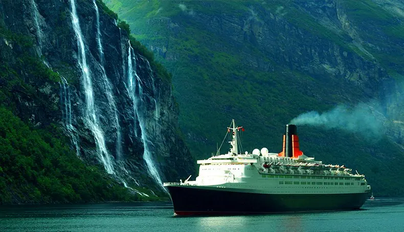 WATERFALL, CRUISE, FJORD, CRUISE SHIP, SMOKE