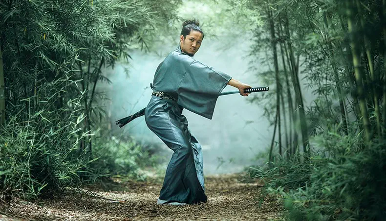 SAMURAI, KATANA, BAMBOO, SCABBARD, WALKWAY