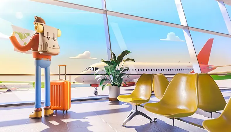 WORLD MAP, AIRPLANE, MAT, WAITING ROOM, SUITCASE