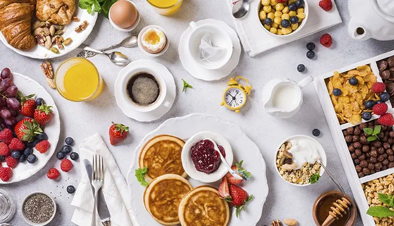 CEREALI, FRAGOLA, CAFFÈ, BUSTINA DI TÈ, CONFETTURA