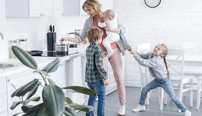 FICUS TREE, KITCHEN, MOTHER, PAN, PLAIT