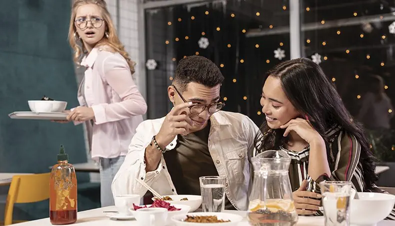 FLIRTING, CARAFE, WATER, TRAY, CAFETERIA
