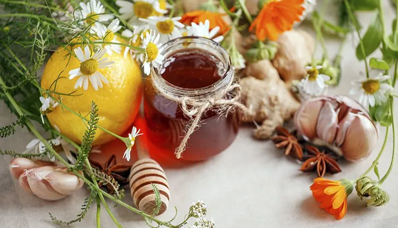 CHAMOMILE, GARLIC, HONEY, GINGER, STAR ANISE