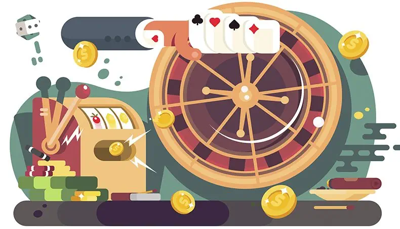 ROULETTE, CIGAR, MATCH, COIN, SLOT MACHINE