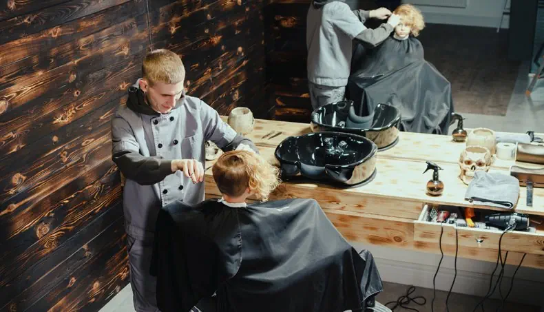 COIFFEUR, ÉVIER, CRÂNE, SÈCHE CHEVEUX, TIROIR