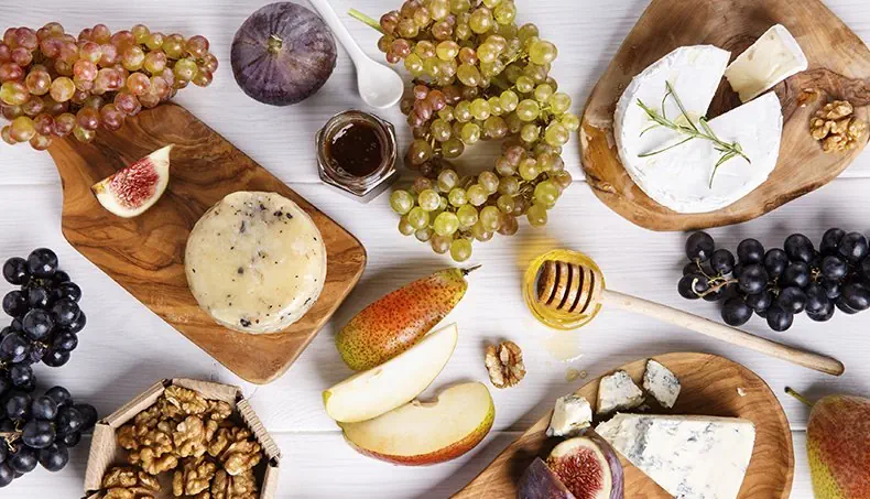 UVA, FICHI, NOCI, PERA, FORMAGGIO BLU