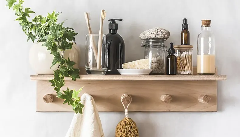 SHELF, TOWEL, CYLINDER, PUMICE, TOOTHBRUSH