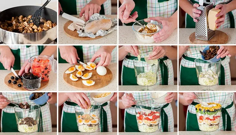 SALADE, COUCHE, RÂPE, FROMAGE, SPATULE