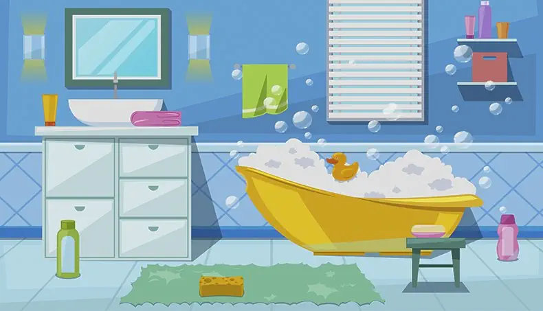 SCHAUM, BADEENTE, SCHWAMM, BADEWANNE, WASCHBECKEN