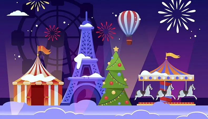 KARUSELLI, LIPPU, EIFFEL TORNI, TÄHTI, JOULUKUUSI