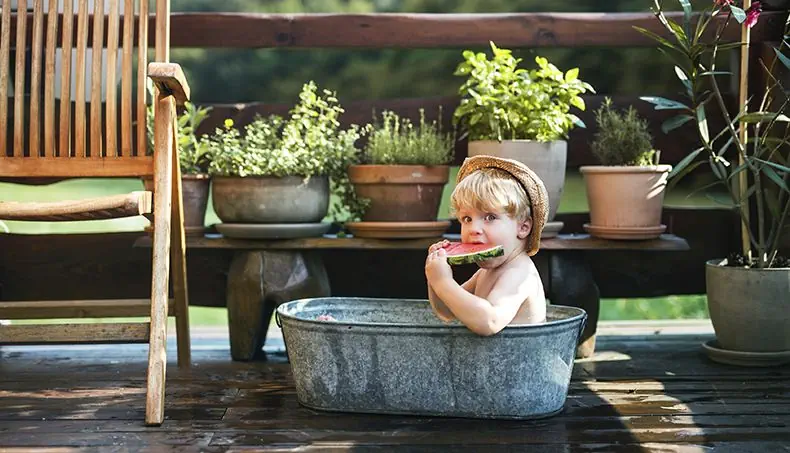 WASHBOWL, WATERMELON, CHAIR, BENCH, POT
