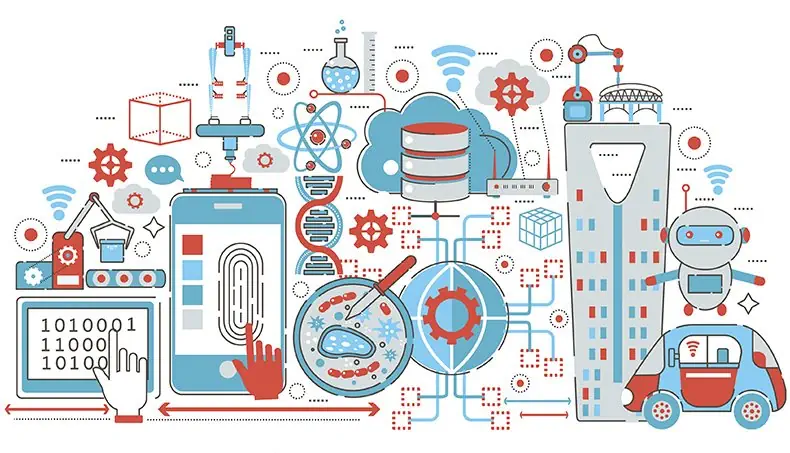 BINARY CODE, ROBOT, SIGNAL, COGWHEEL, GENE