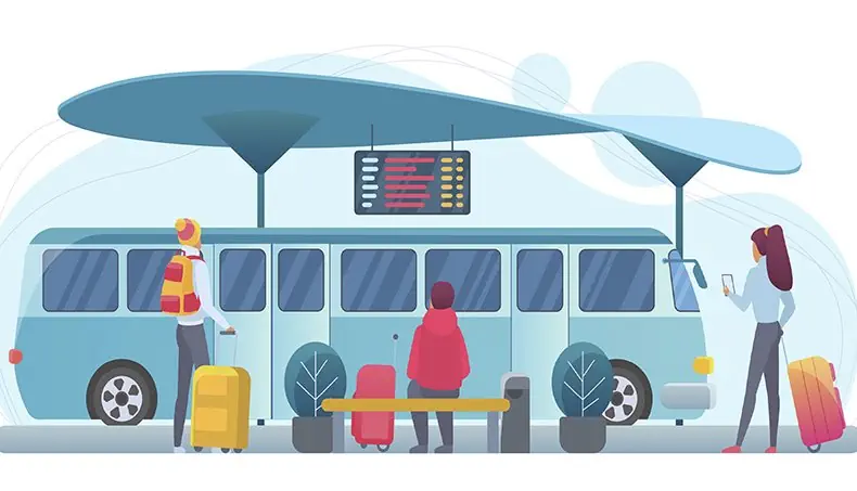 BUS, BOARD, ROOF, BUMPER, SUITCASE