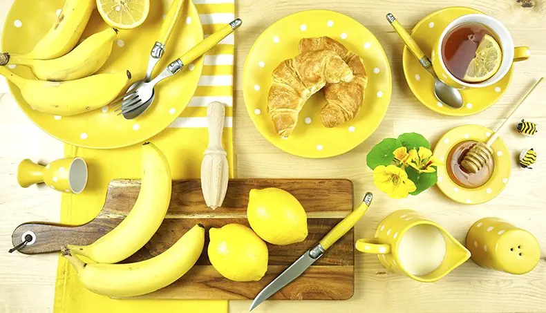 AMARILLO, CRUASÁN, PLÁTANO, LIMÓN, MIEL