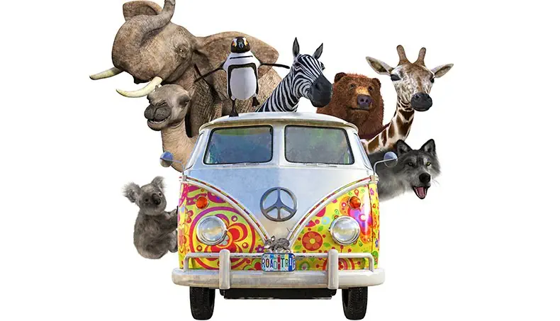 PEACE SYMBOL, MINIVAN, ELEPHANT, KOALA, TUSK