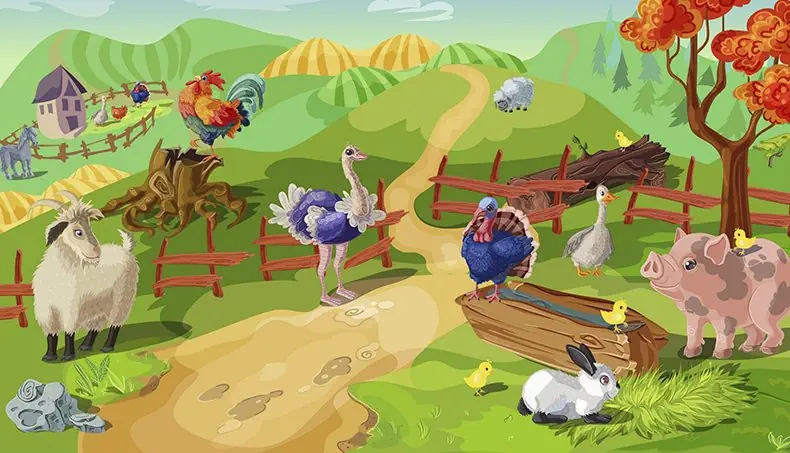 OSTRICH, RABBIT, ROOSTER, TURKEY, PIG