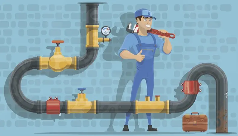 PLUMBER, VALVE, BAG, OVERALLS, CAP