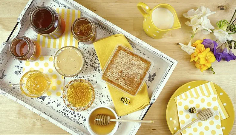 HONEY, HONEYCOMB, BEE, TRAY, POLKA DOT
