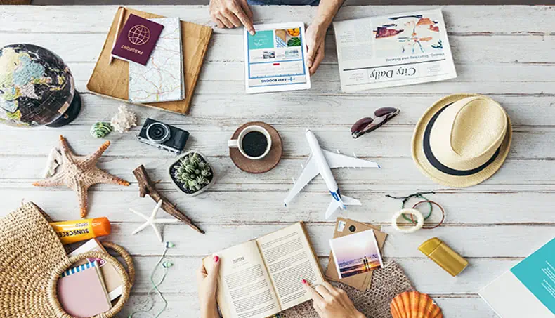 VOYAGE, JOURNAL, GLOBE, AVION, PASSEPORT