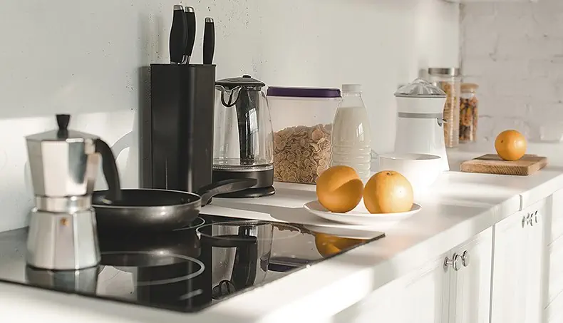 MOKA POT, ORANGE, MILK, CEREAL, KETTLE