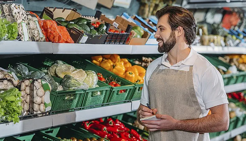 SUPERMARKET, AVOCADO, SELLER, NOTEBOOK, APRON
