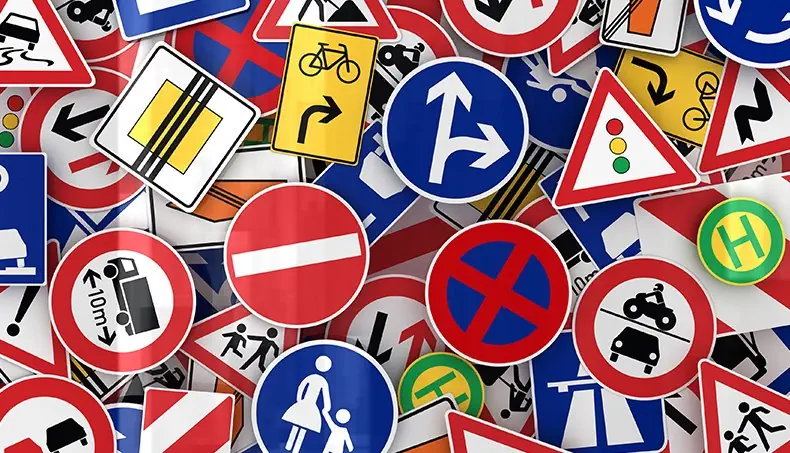 PANNEAU, CAMION, FEU, PIÉTONS, BICYCLETTE
