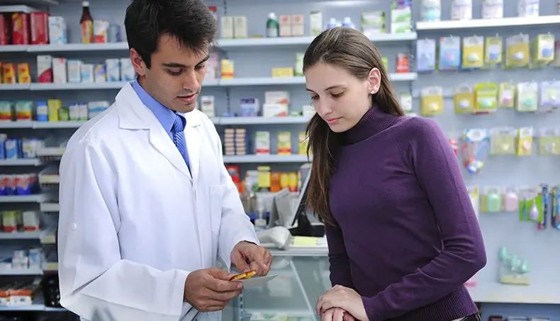 PHARMACIE, PHARMACIEN, COMPTOIR, PRESCRIPTION, CLIENT