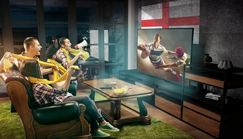 RUGBY, FRIENDS, VIEWING, ENGLAND, MEGAPHONE