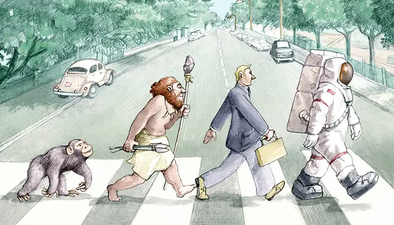 EVOLUTION, ASTRONAUT, ABE, THE BEATLES, OVERGANG