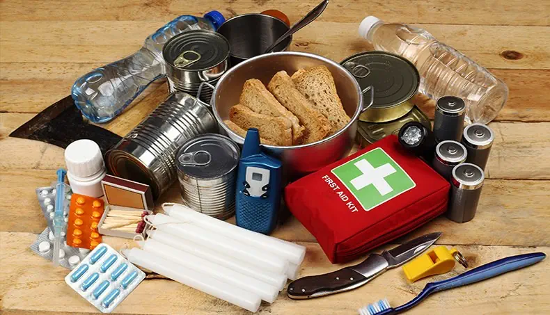 BISCOTTE, BOUTEILLE, MÉDICAMENTS, SIFFLET, BROSSE À DENTS