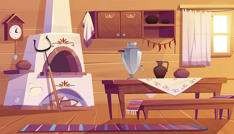 OVEN FORK, BENCH, SAMOVAR, OVEN, PENDULUM