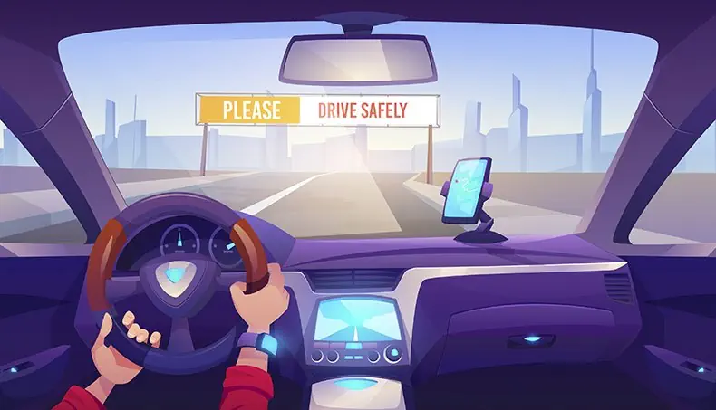GLOVE BOX, STEERING WHEEL, SMARTWATCH, WINDSHIELD, BILLBOARD