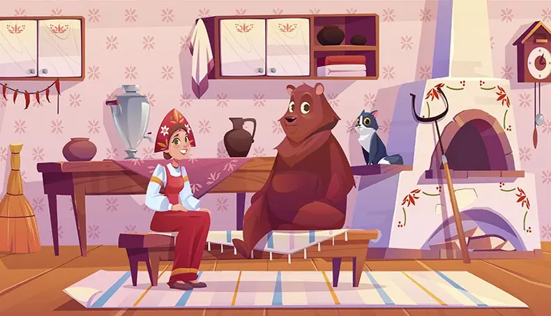 SAMOVAR, CUCKOO CLOCK, OVEN FORK, BEAR, BIRCH TWIGS