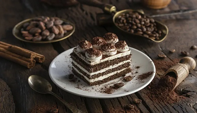 COFFEE, POWDER, COCOA BEAN, CINNAMON, PLATE