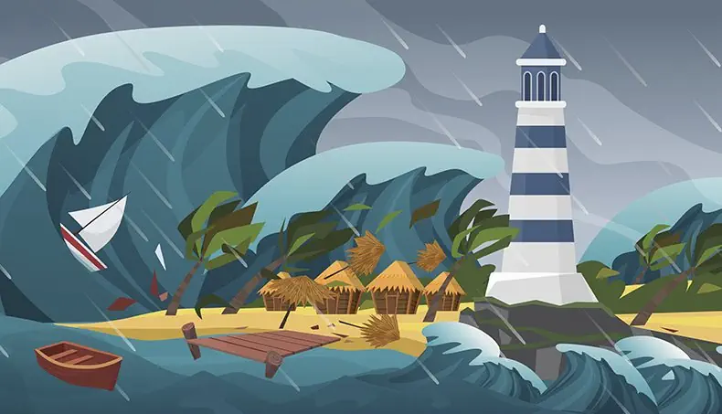 STORM, WAVE, LIGHTHOUSE, BOAT, SAILBOAT