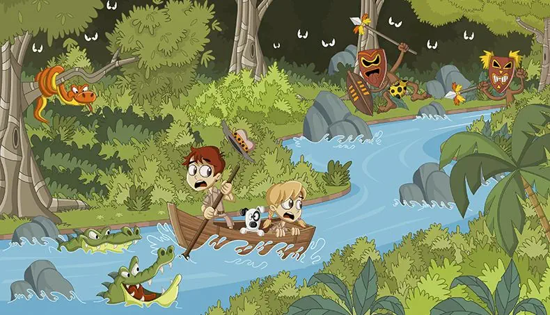 TRIBE, SNAKE, CROCODILE, RIVER, JUNGLE