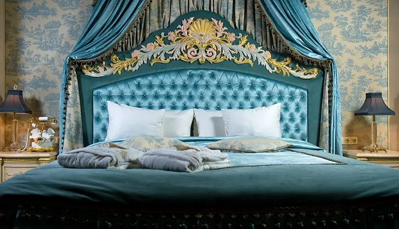 VELOURS, LIT, TÊTE DE LIT, BALDAQUIN, CHAMBRE
