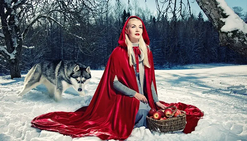 LOUP, CONTE, HIVER, NEIGE, CAPUCHON