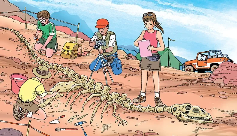 DINOSAURE, FOSSILE, OS, TOUT-TERRAIN, SEAU