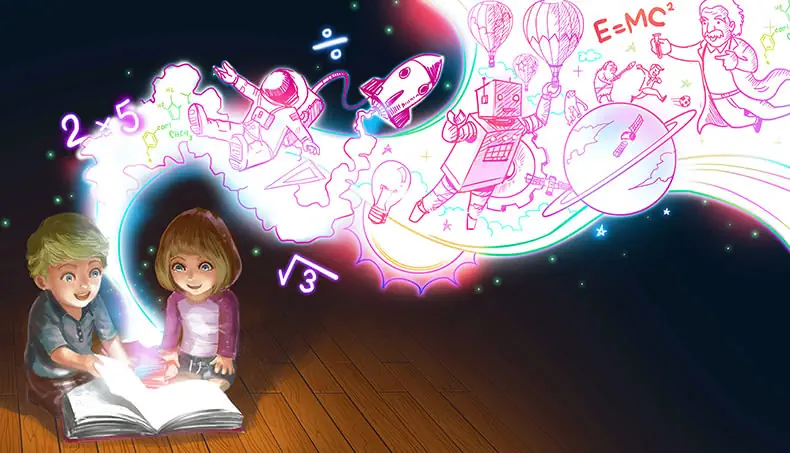 ROBOT, ENFANTS, FORMULE, ASTRONAUTE, FUSÉE